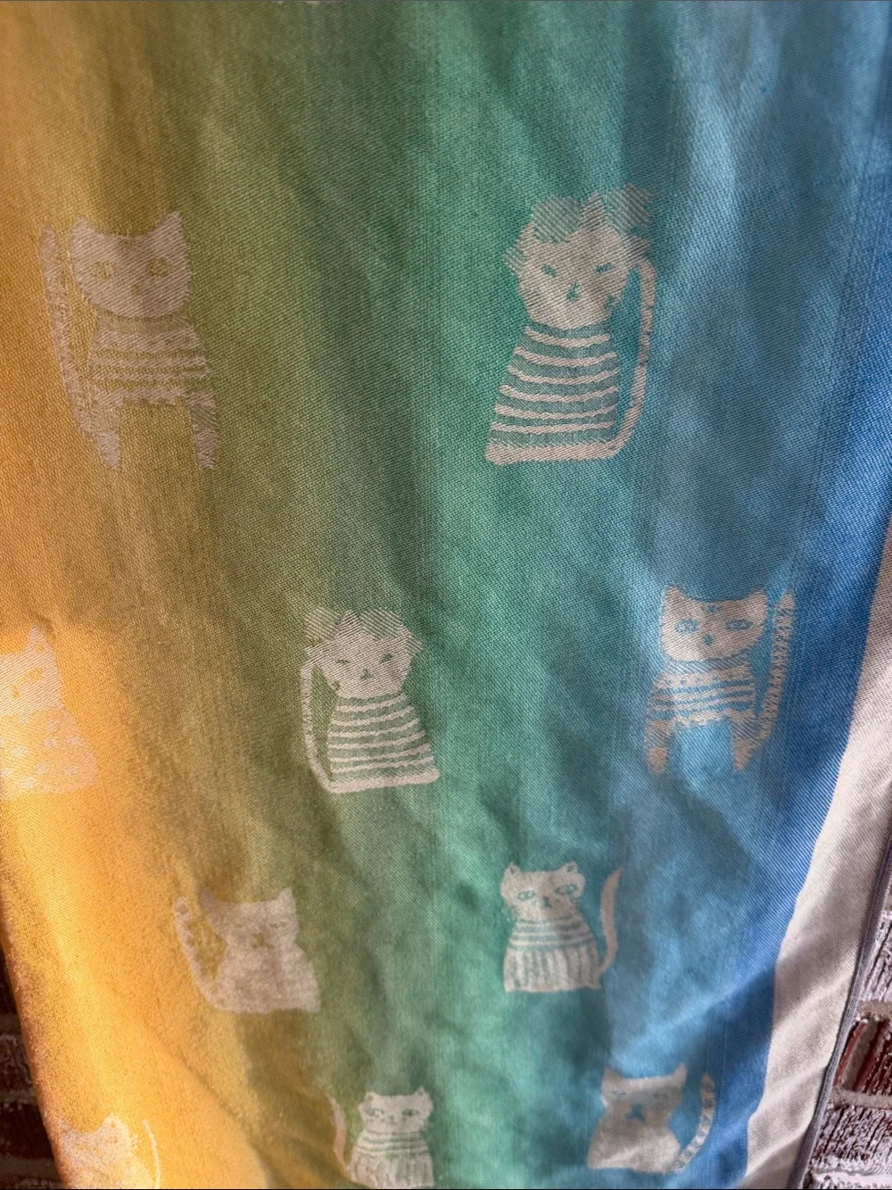 pashmina Rainbow Cat Woven Throw BlanketFringe Boho Cottagecore Kawaii WrapScarf
